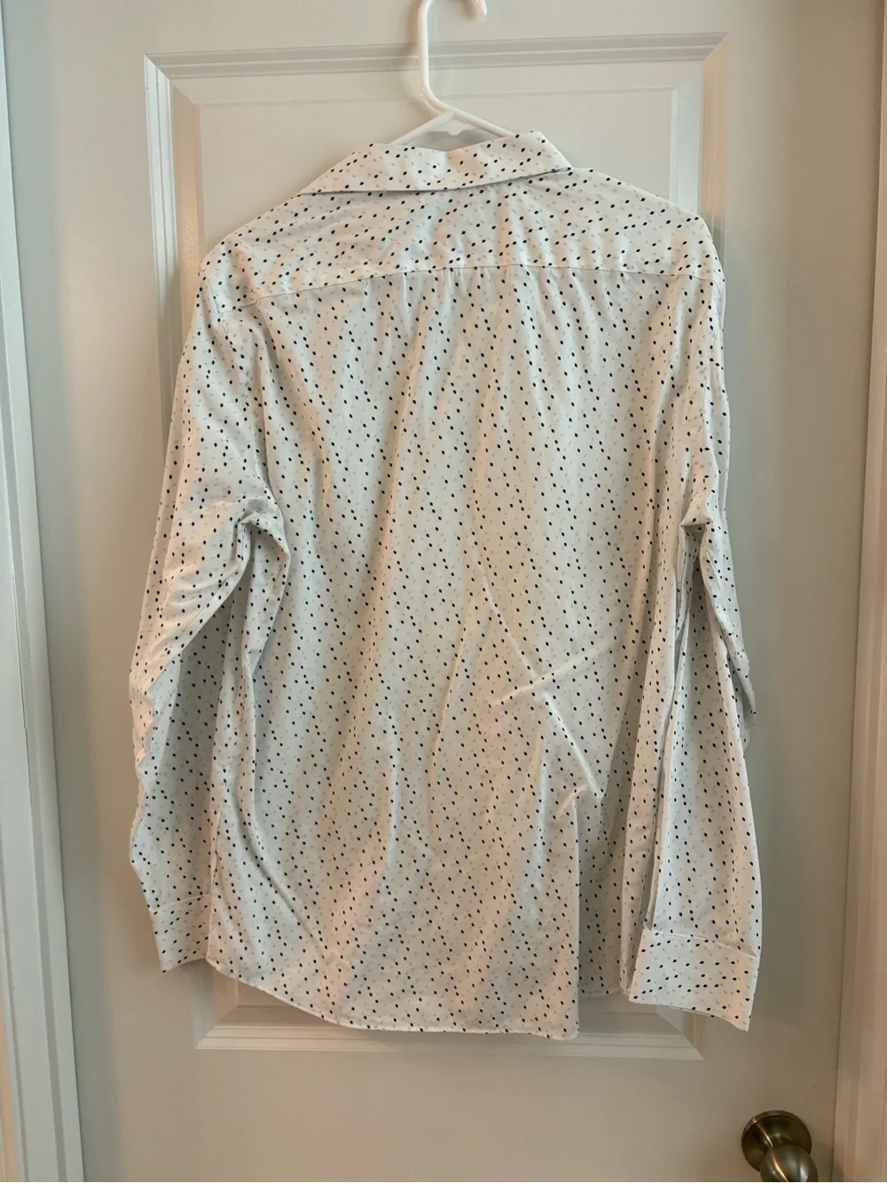 Banana Republic White Button-Down Shirt with Navy Dot Print